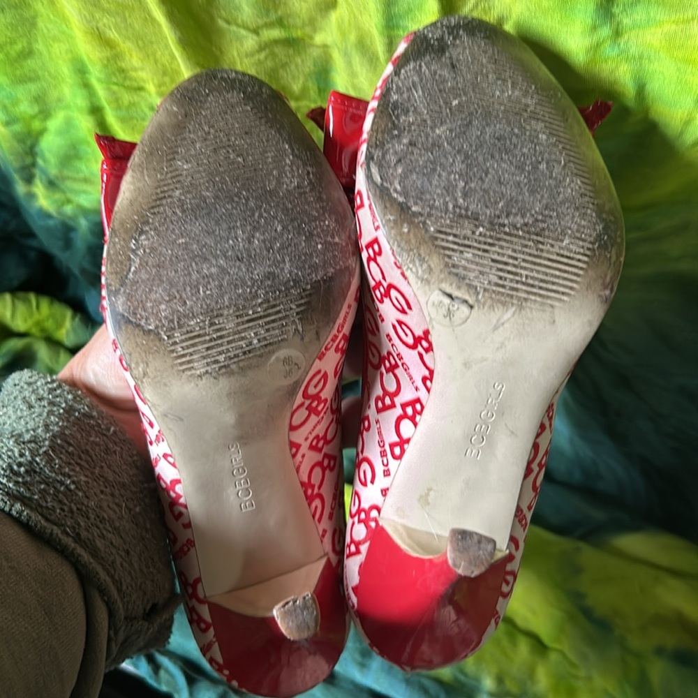 BCBGirls Stylish Red bow Peep-Toe Heels - Picture 6 of 8